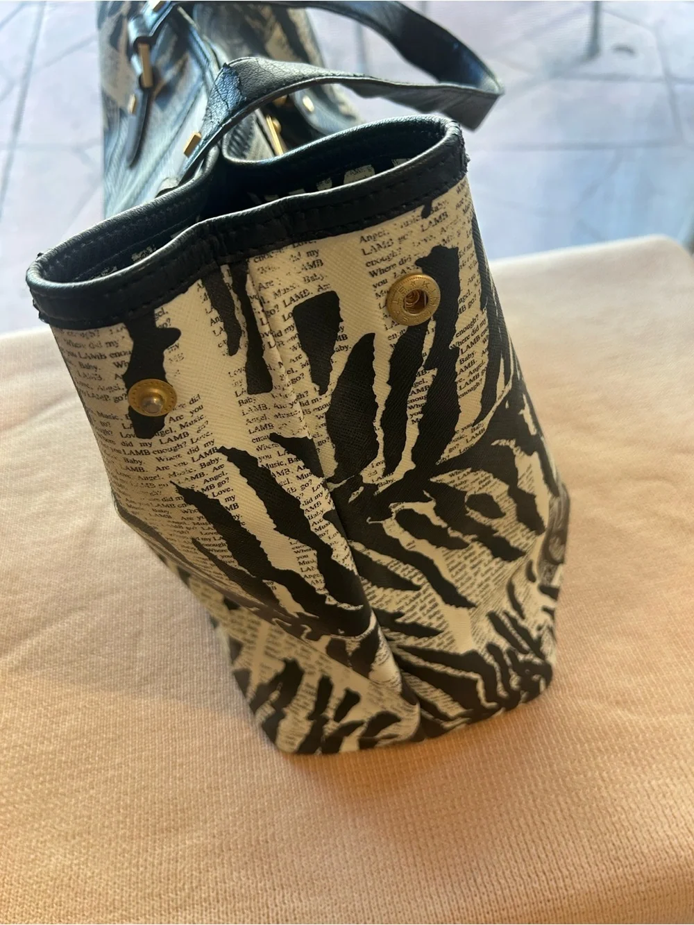 LAMB Black & White Zebra Print Tote Bag - Picture 13 of 14